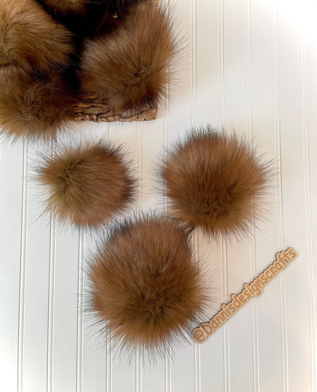 Arabian wolf faux fur pom pom