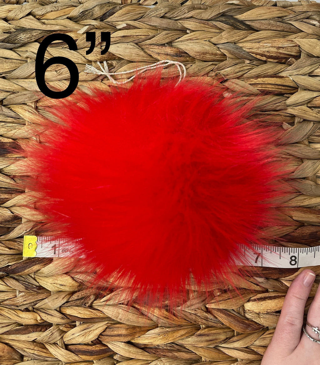 Fire red Faux fur Pom Pom