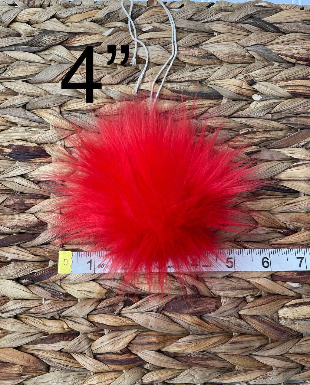 Fire red Faux fur Pom Pom