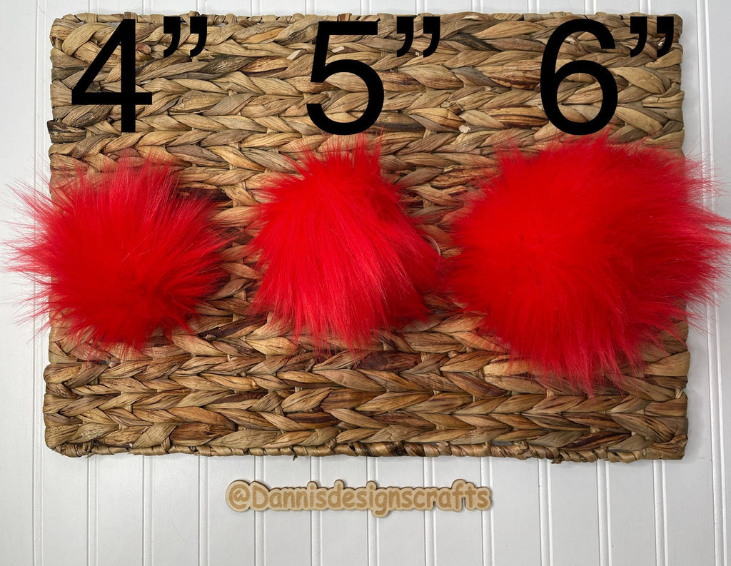 Fire red Faux fur Pom Pom