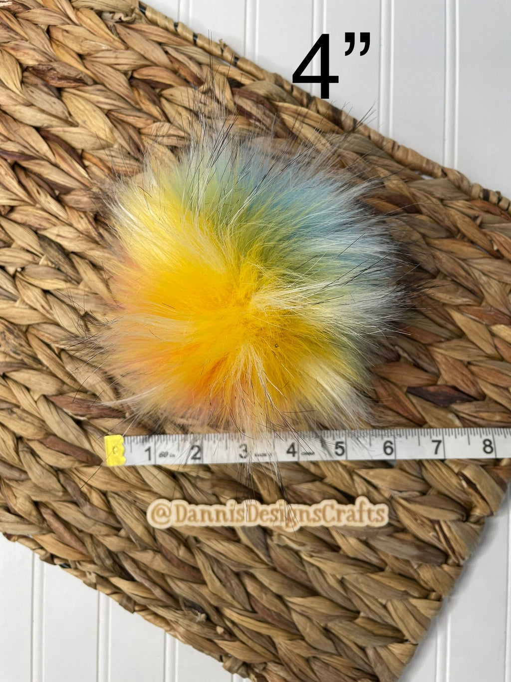Luxe rainbow and black tip faux fur Pom Poms