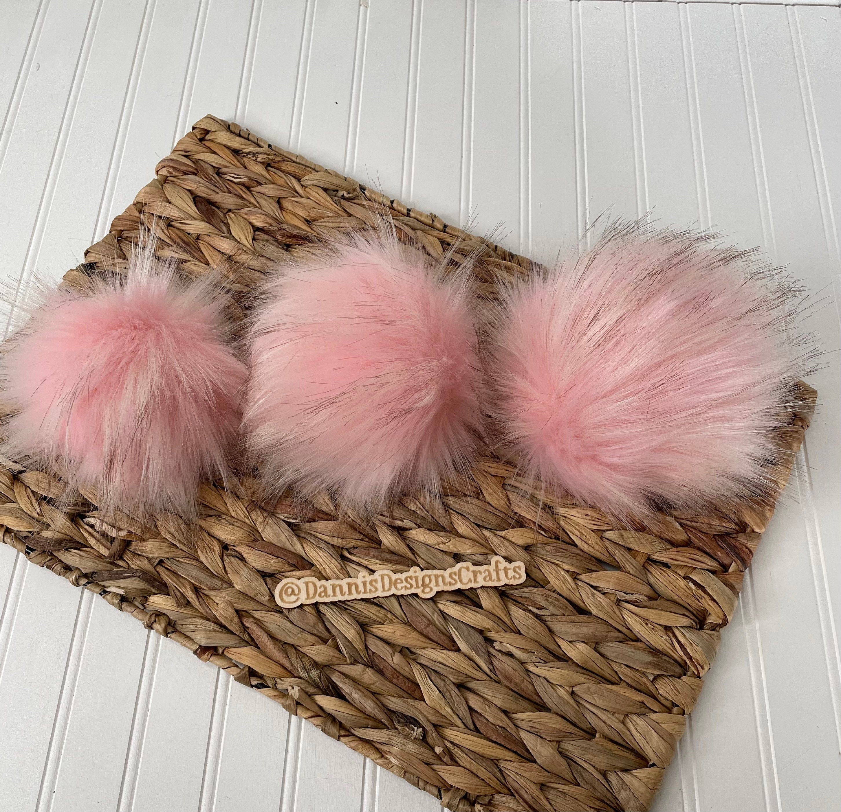 Luxe light pink with brown tips faux fur pom pom
