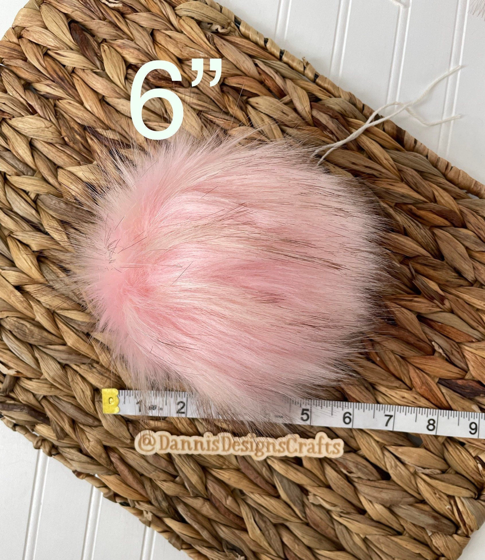 Luxe light pink with brown tips faux fur pom pom