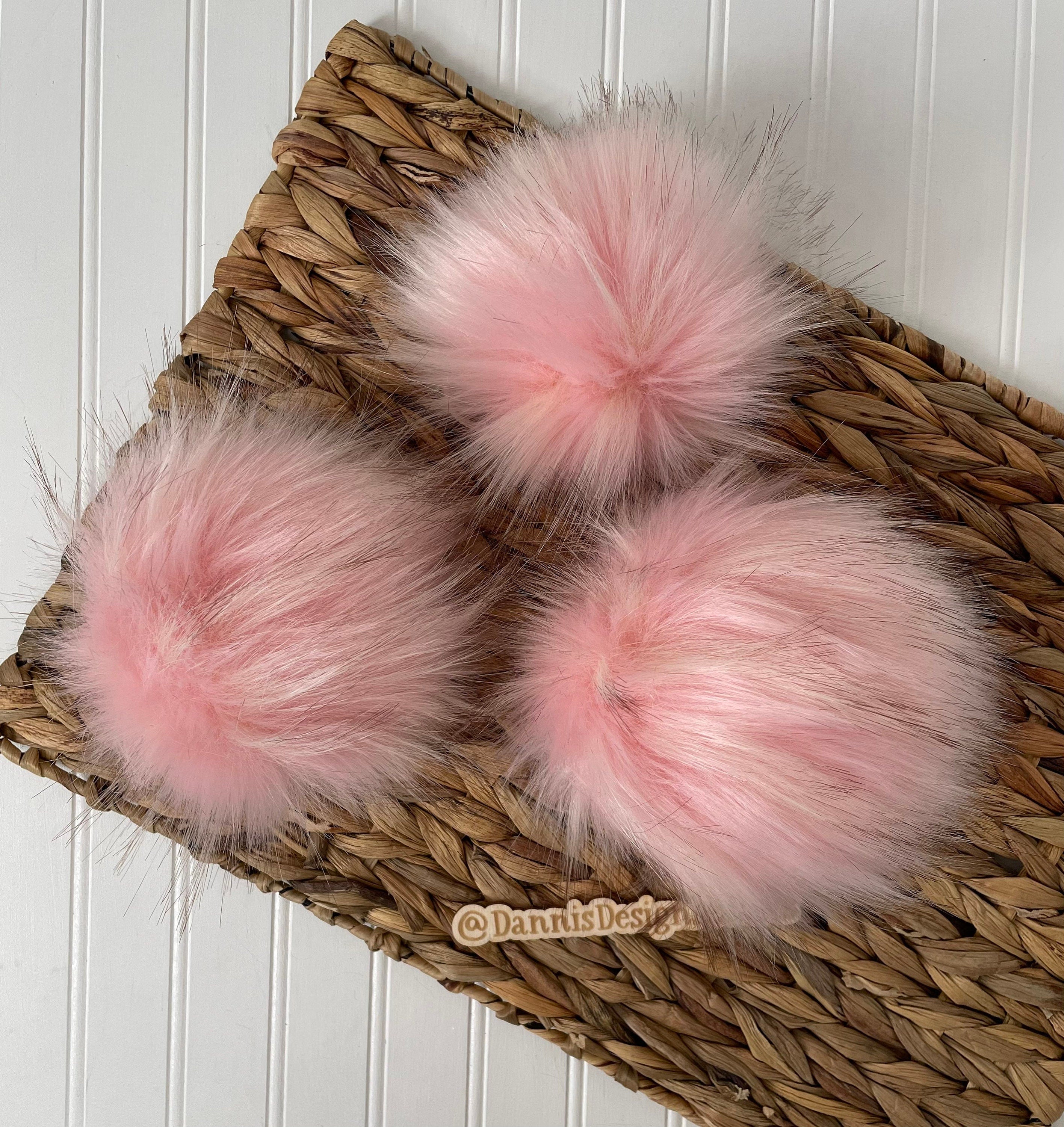 Luxe light pink with brown tips faux fur pom pom