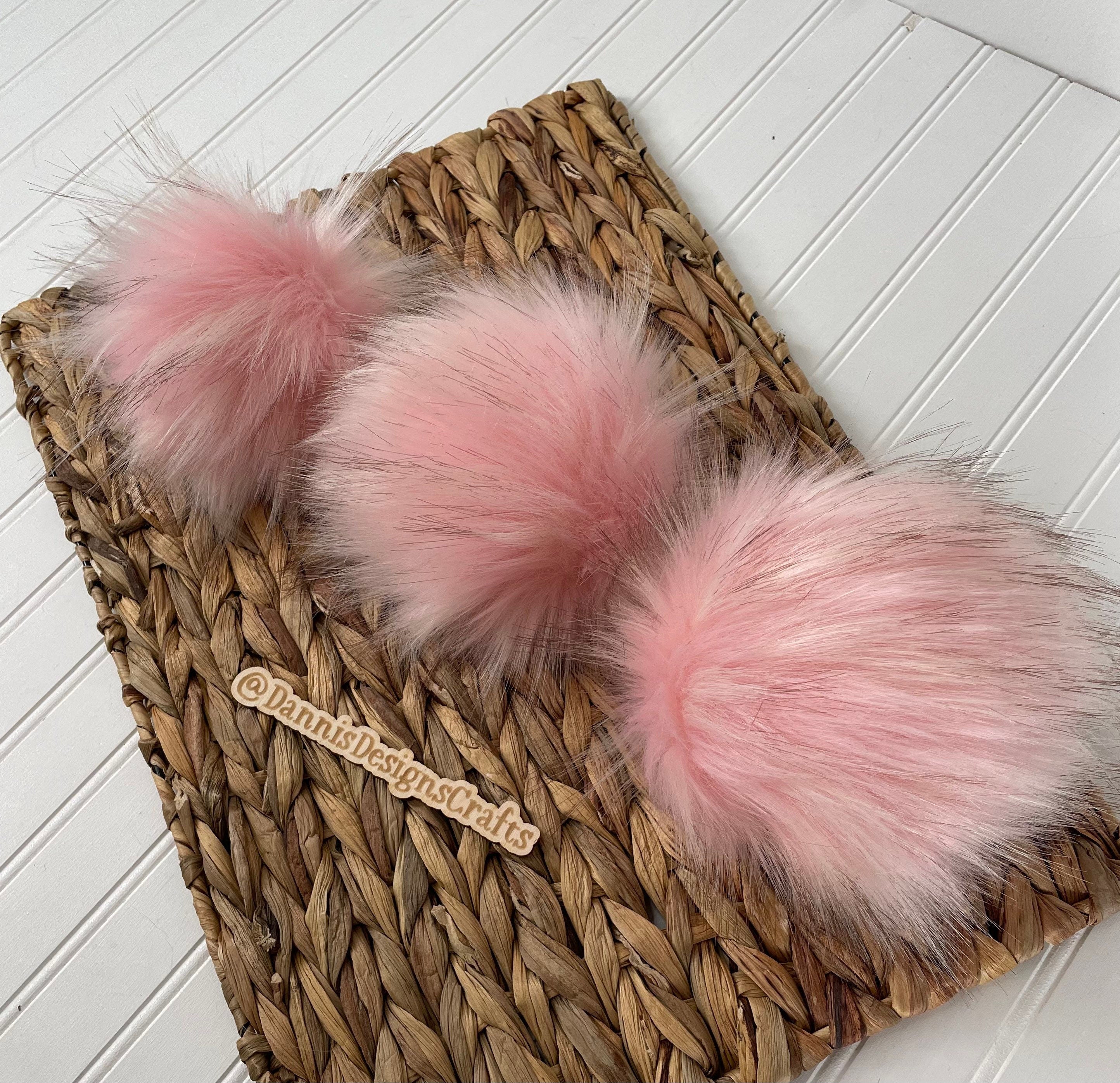 Luxe light pink with brown tips faux fur pom pom