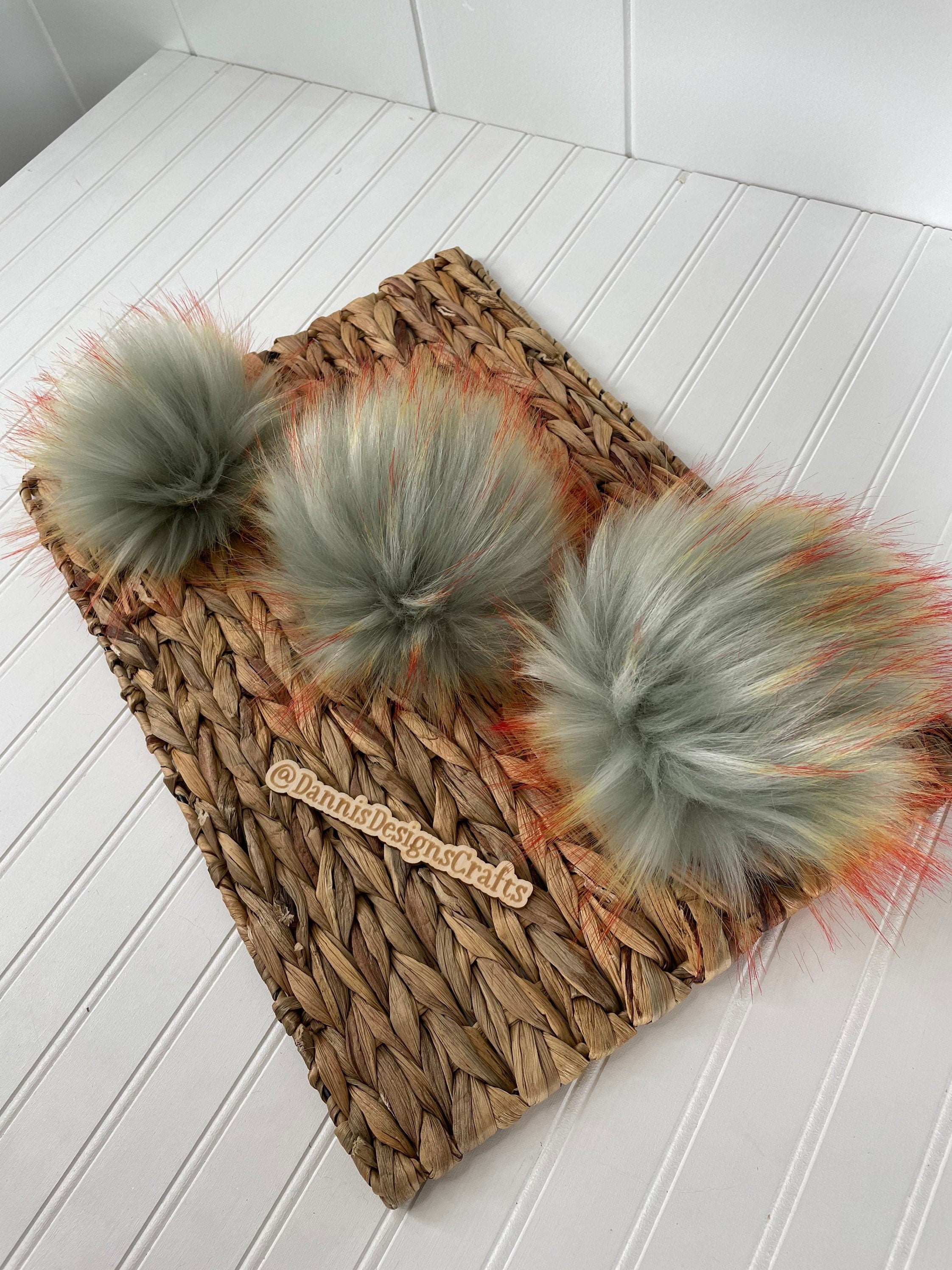 Luxe green - blue and orange faux fur Pom Poms