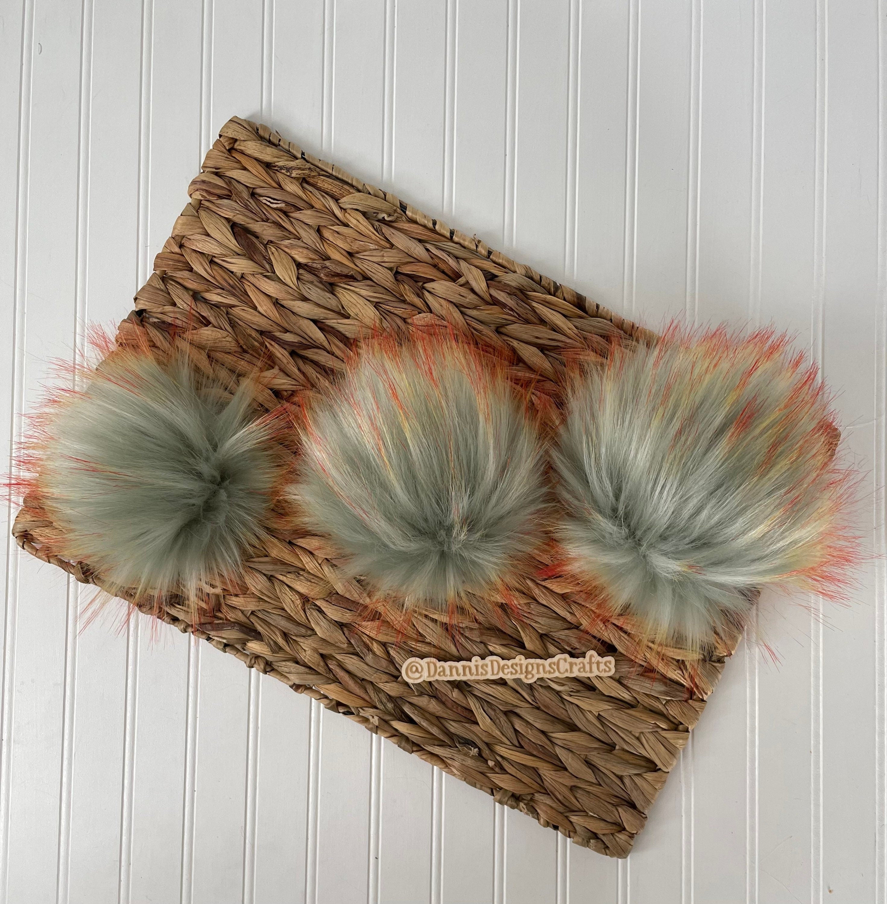 Luxe green - blue and orange faux fur Pom Poms