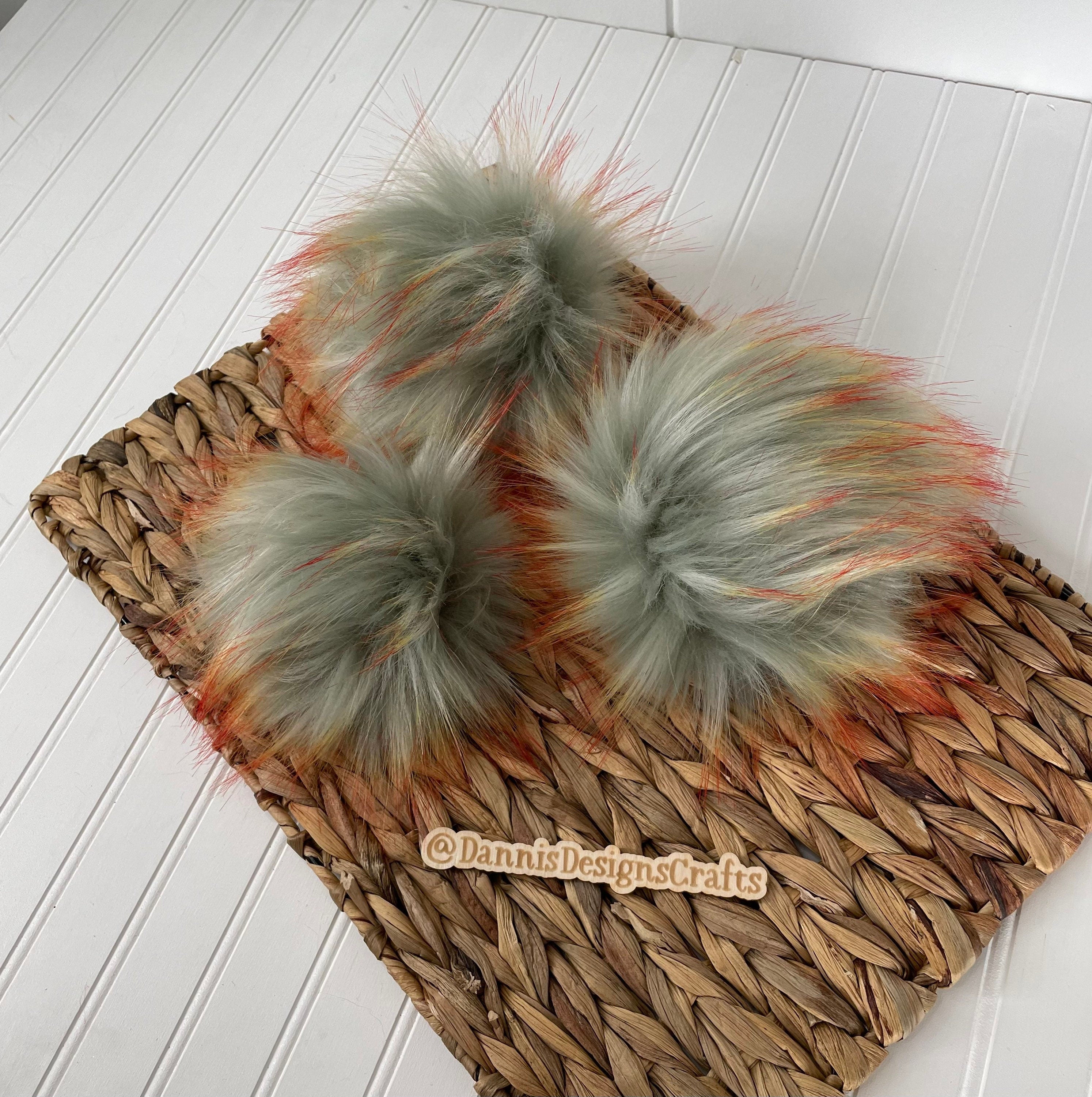 Luxe green - blue and orange faux fur Pom Poms