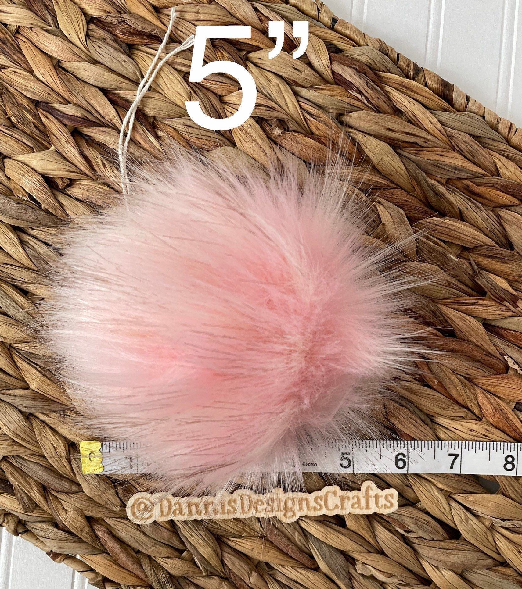Luxe light pink with brown tips faux fur pom pom