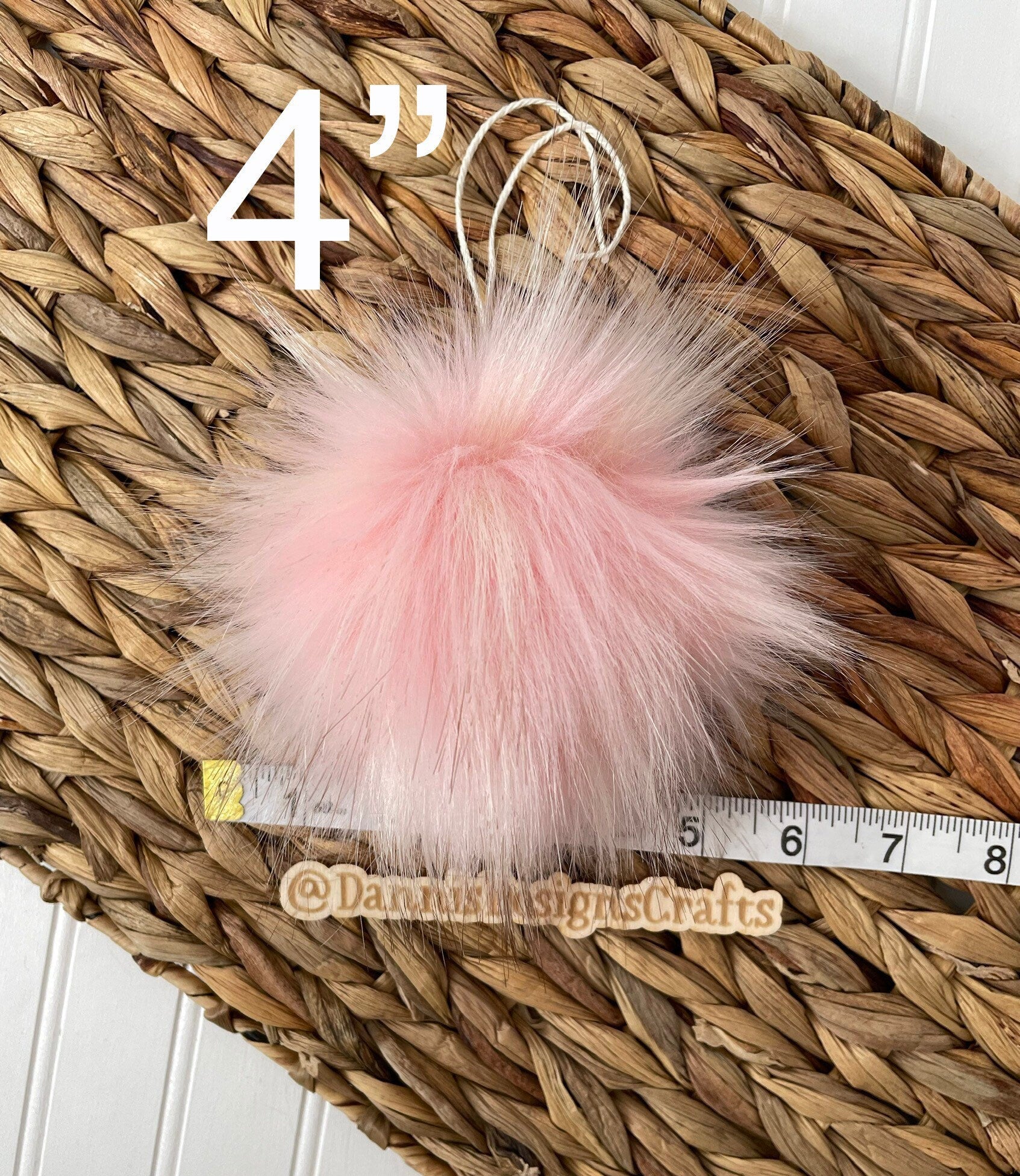 Luxe light pink with brown tips faux fur pom pom