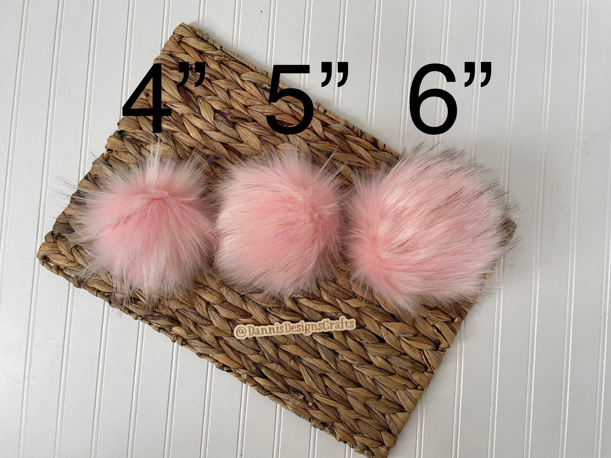 Luxe light pink with brown tips faux fur pom pom