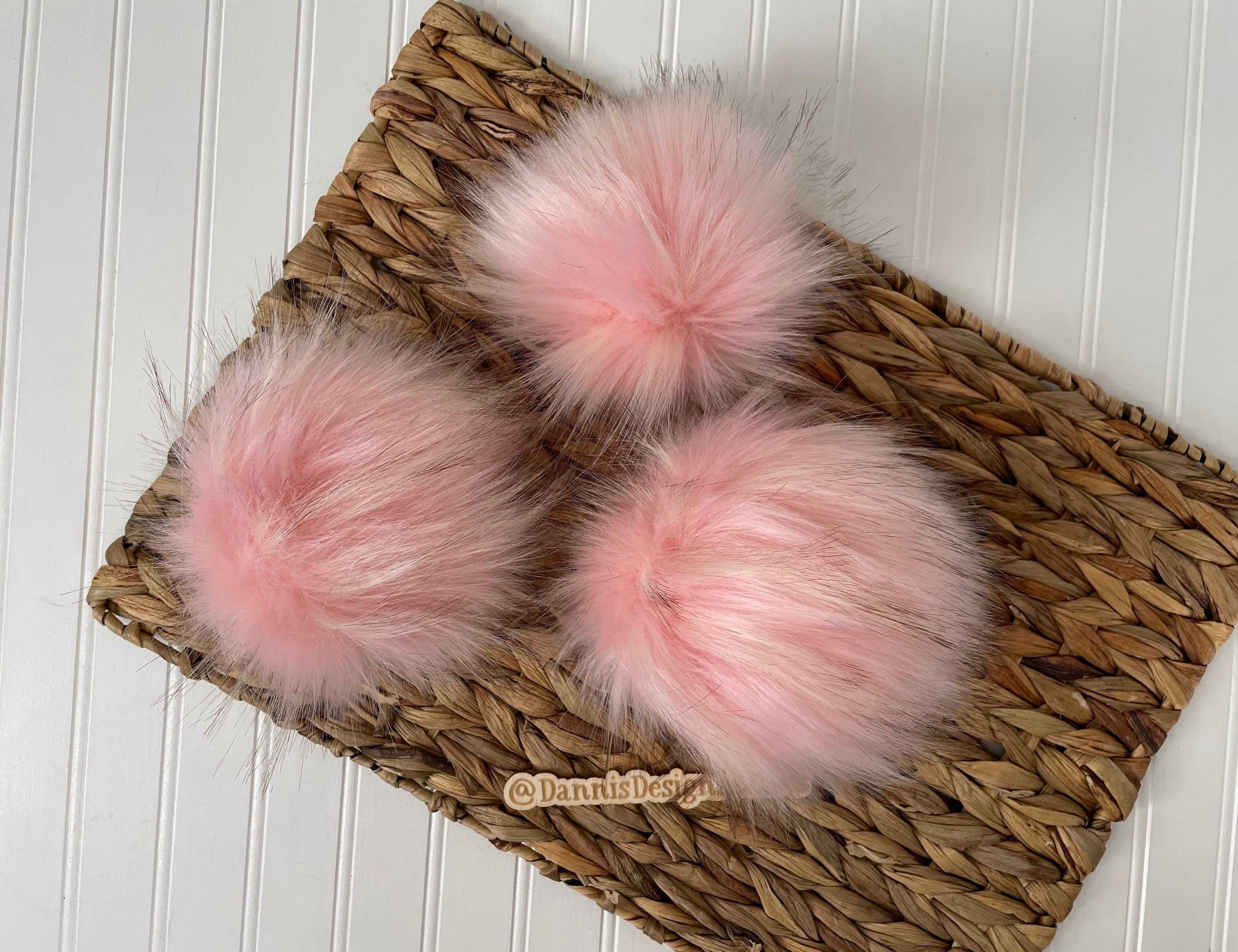 Luxe light pink with brown tips faux fur pom pom