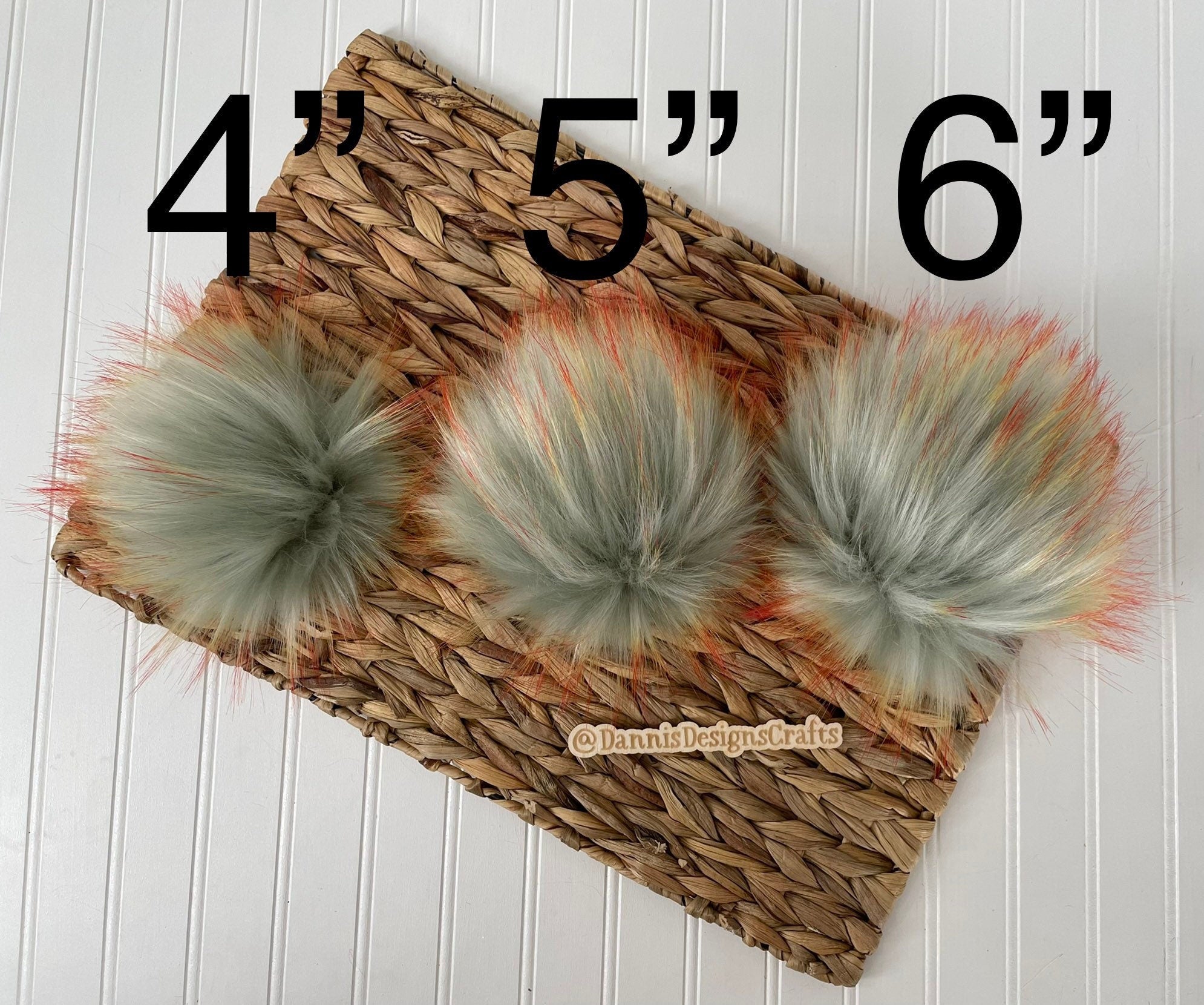 Luxe green - blue and orange faux fur Pom Poms