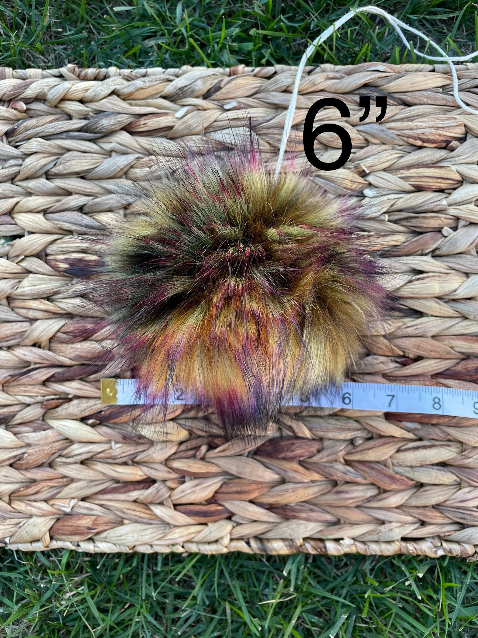 Retro flower lux faux fur pom pom