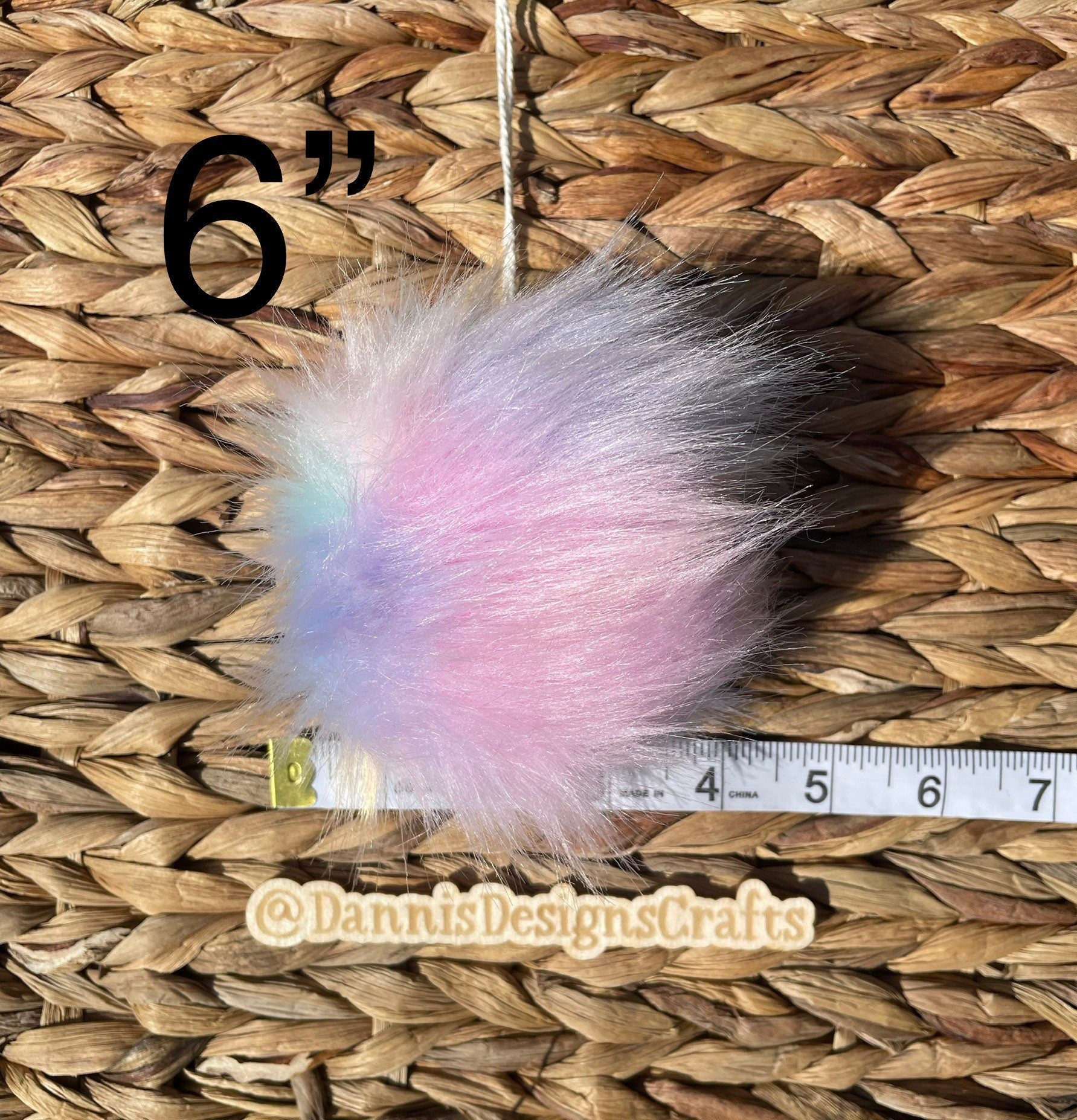 Rainbow sherbert faux fur Pom Poms