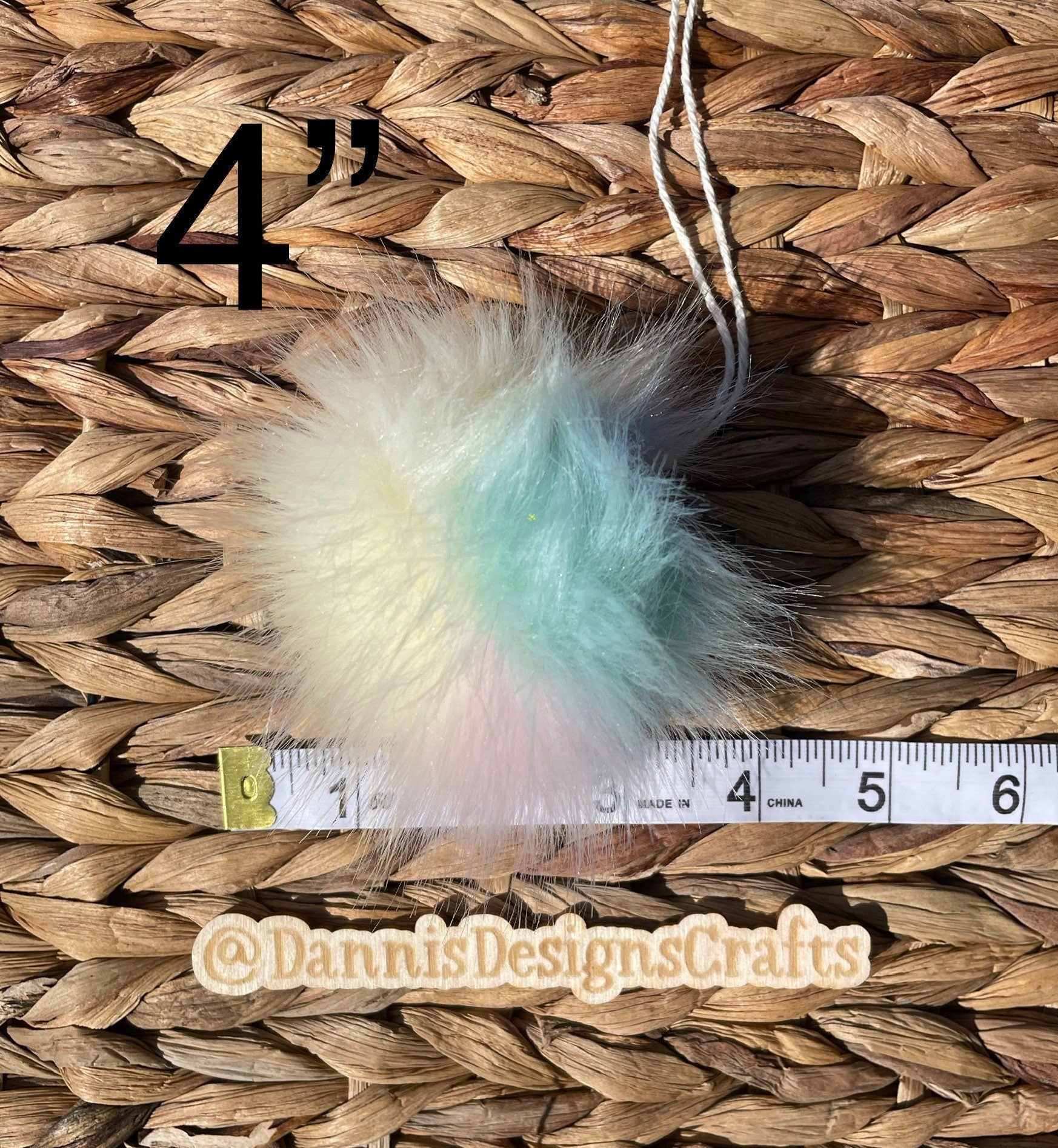 Rainbow sherbert faux fur Pom Poms