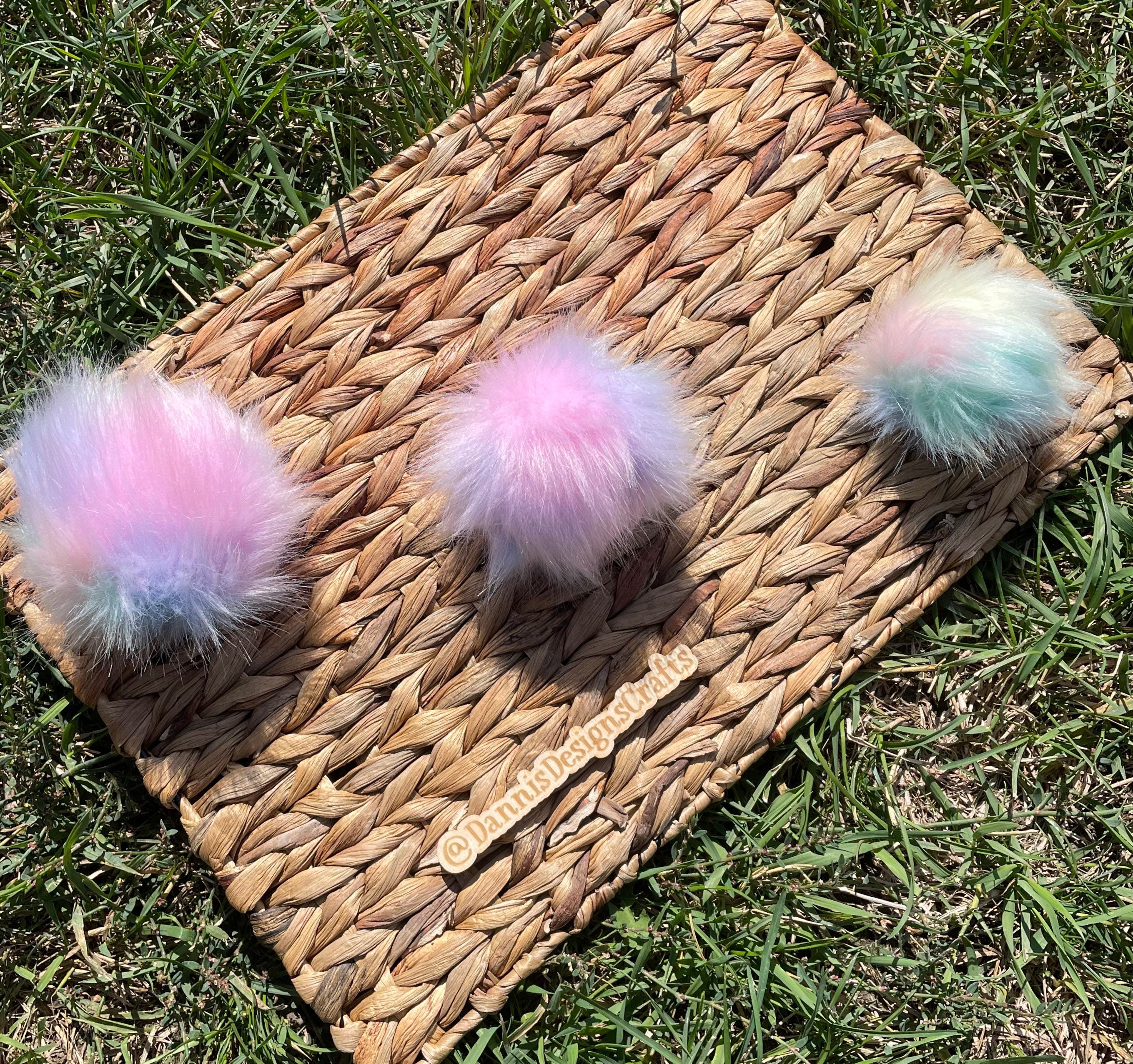 Rainbow sherbert faux fur Pom Poms