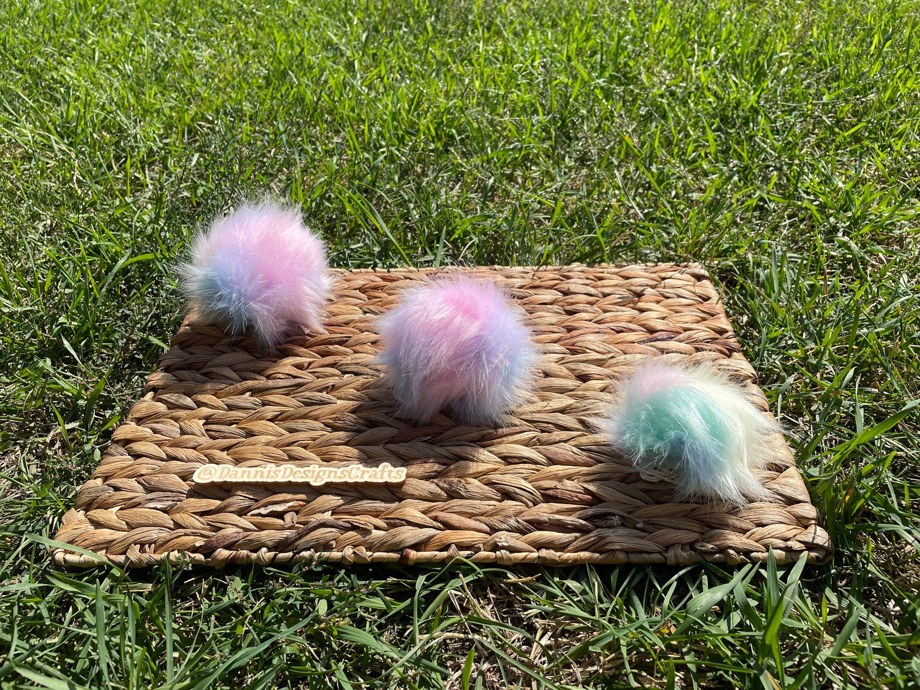 Rainbow sherbert faux fur Pom Poms