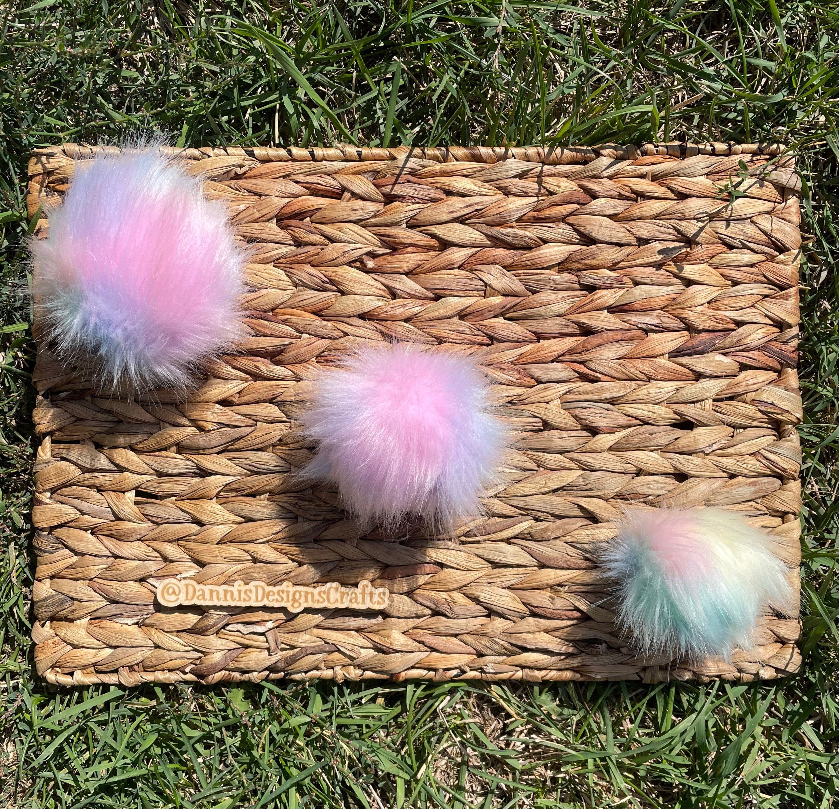 Rainbow sherbert faux fur Pom Poms