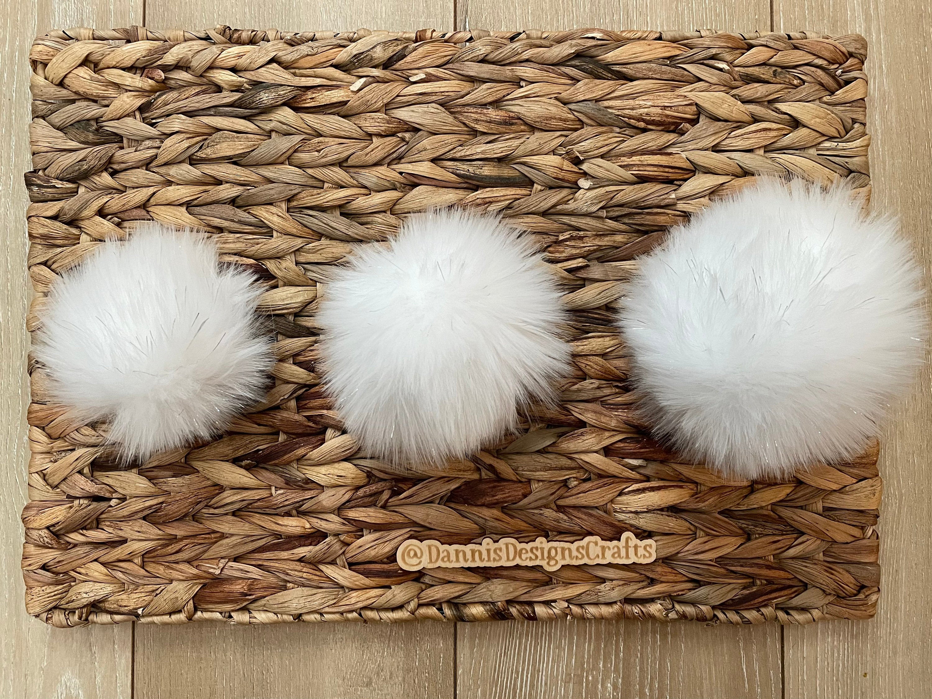 White with tinsel Faux fur Pom Pom
