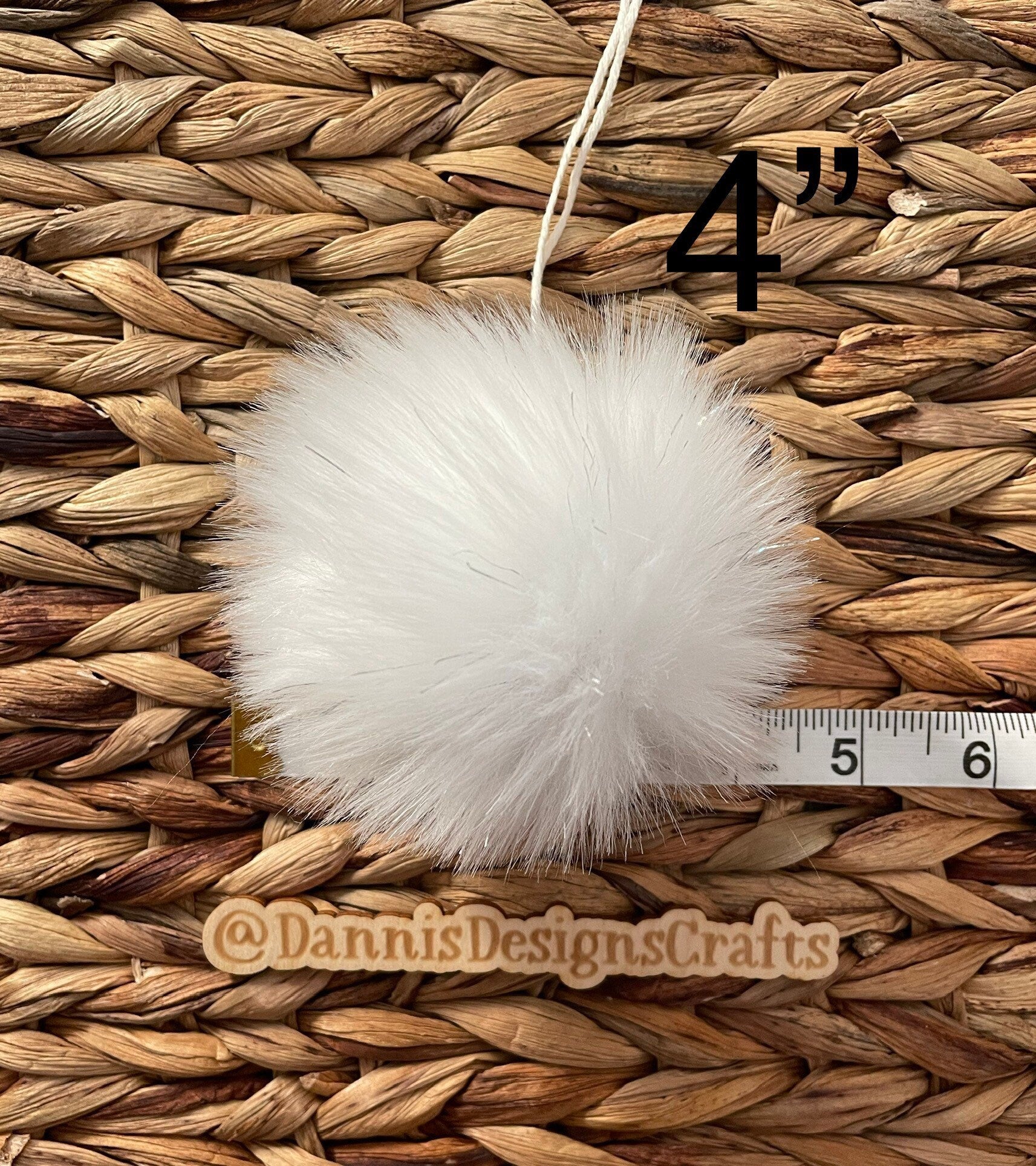 White with tinsel Faux fur Pom Pom