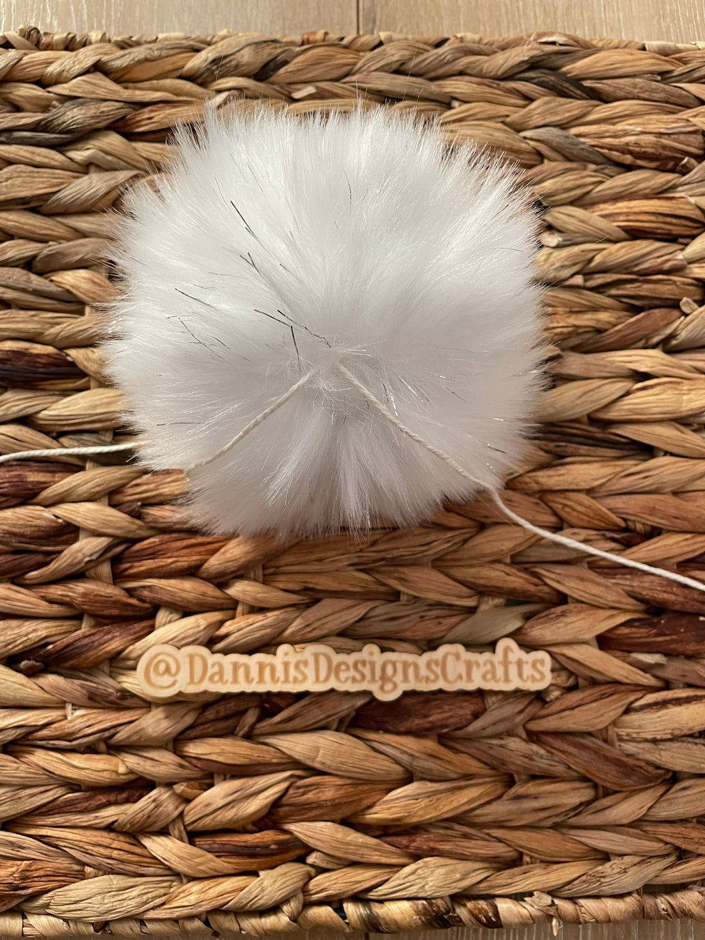 White with tinsel Faux fur Pom Pom