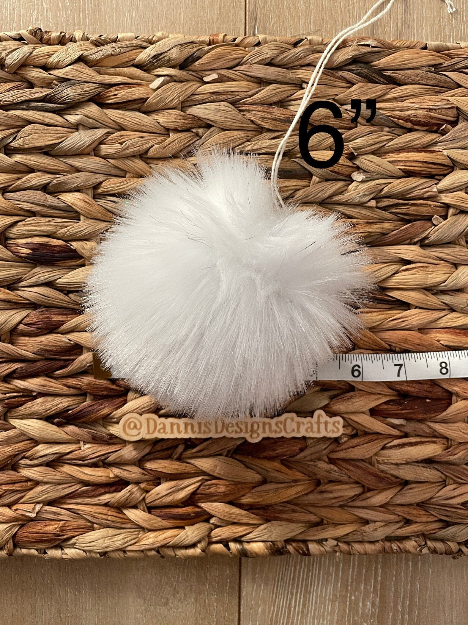 White with tinsel Faux fur Pom Pom