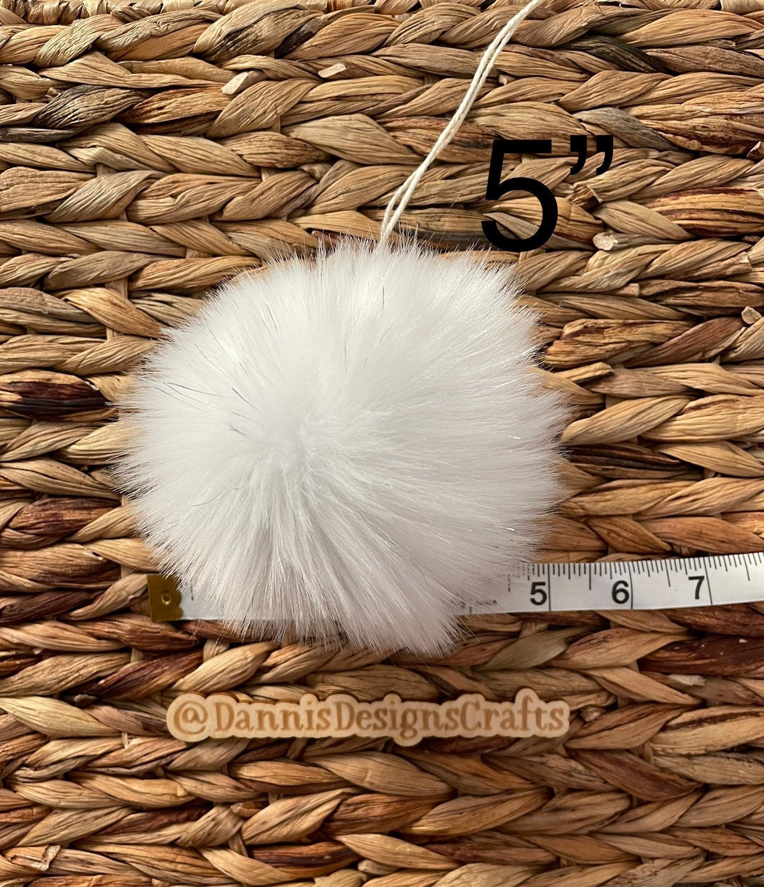 White with tinsel Faux fur Pom Pom