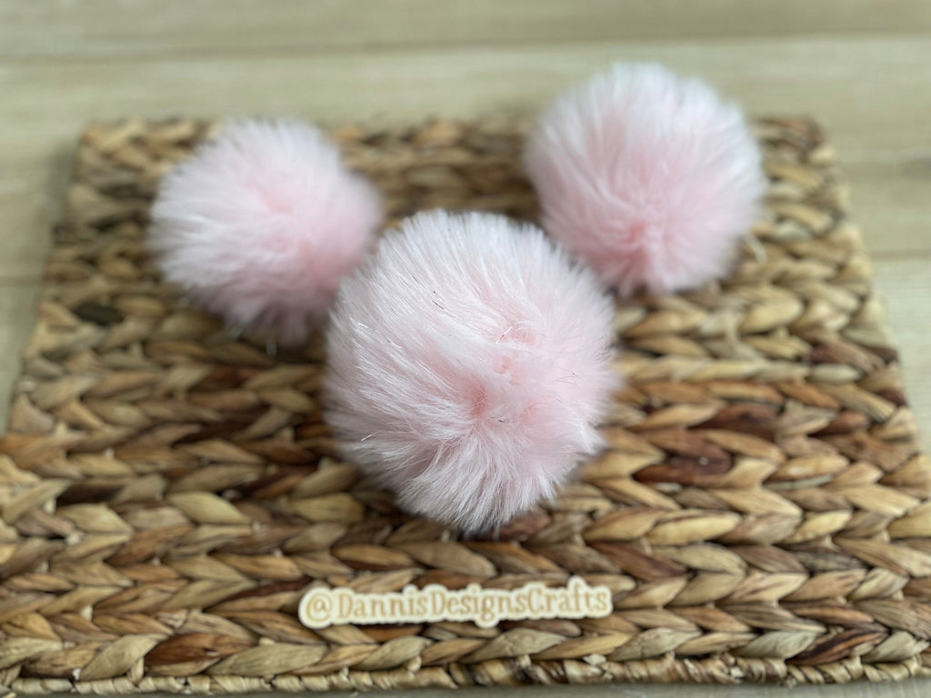 Soft pink with shiny tinsel Faux fur Pom Pom