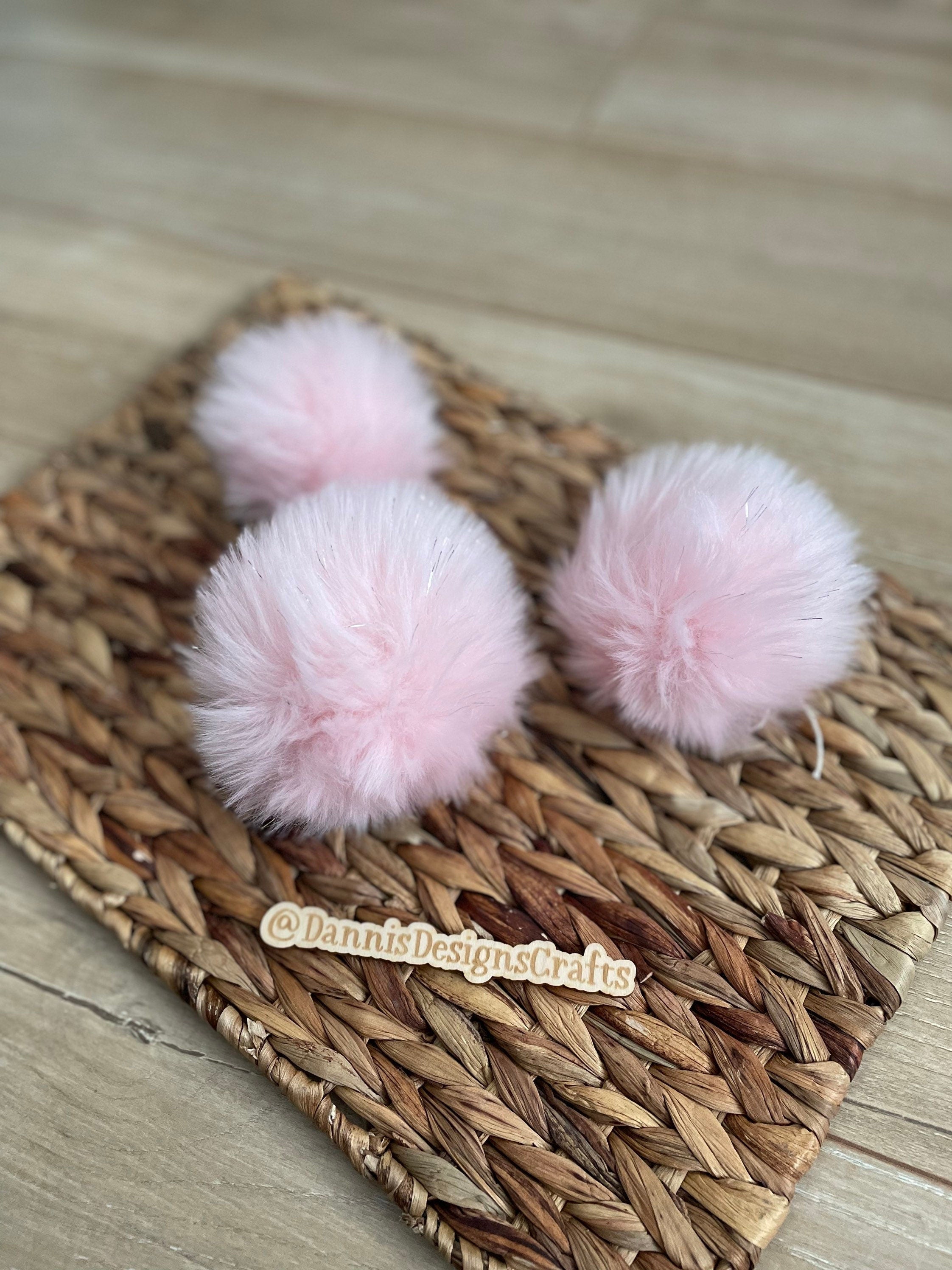 Soft pink with shiny tinsel Faux fur Pom Pom