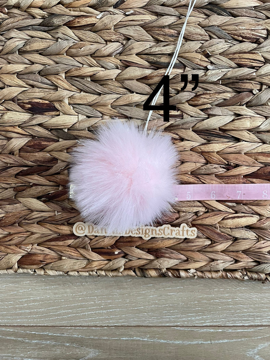 Soft pink with shiny tinsel Faux fur Pom Pom