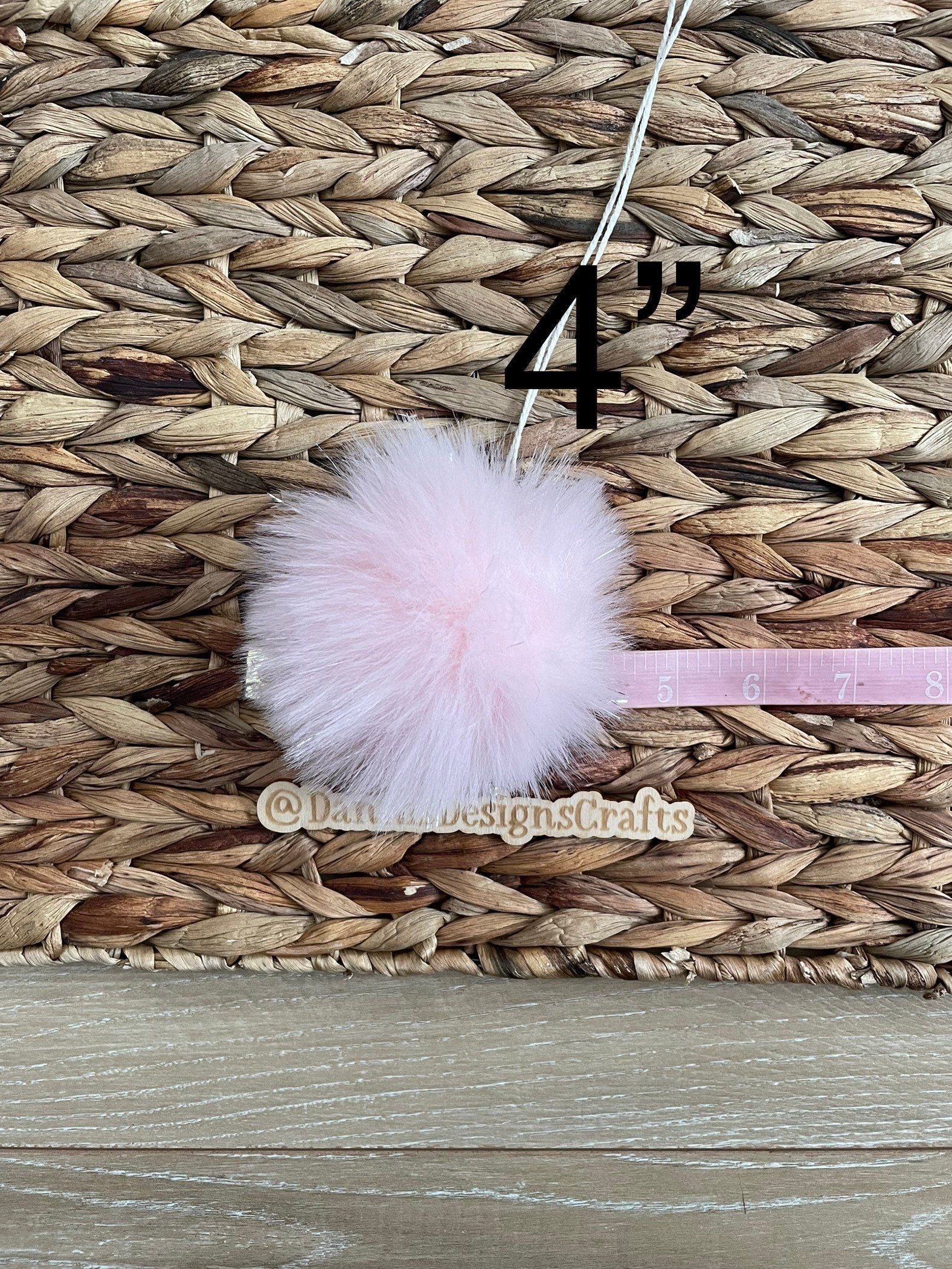 Soft pink with shiny tinsel Faux fur Pom Pom