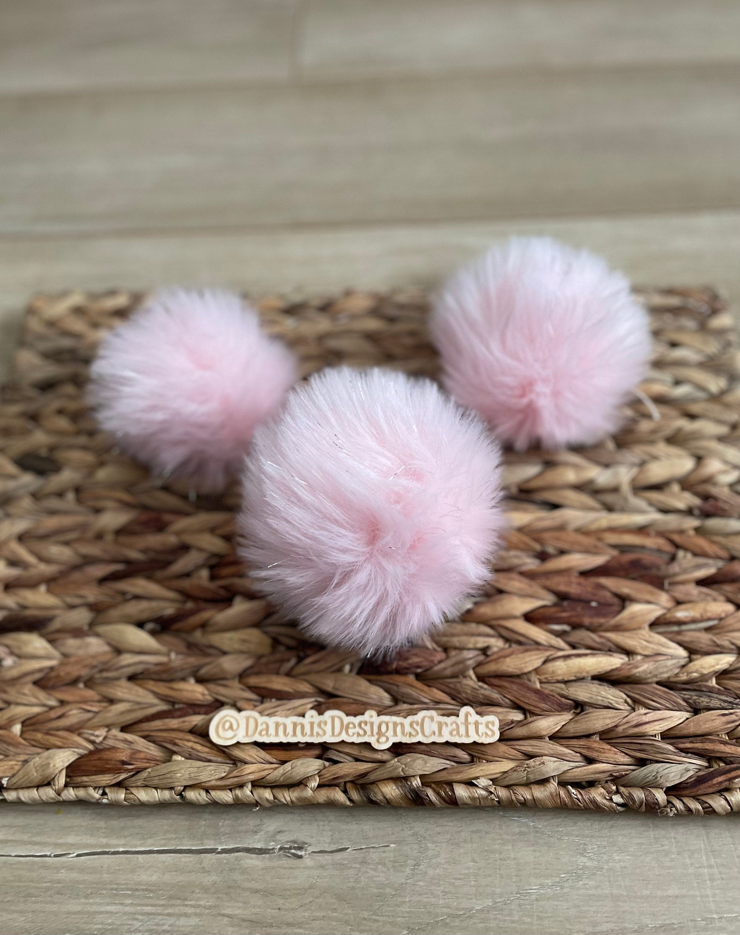 Soft pink with shiny tinsel Faux fur Pom Pom