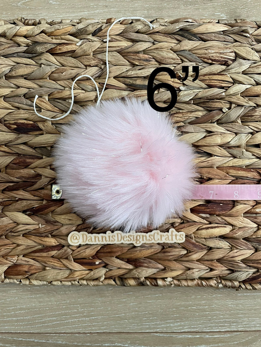 Soft pink with shiny tinsel Faux fur Pom Pom