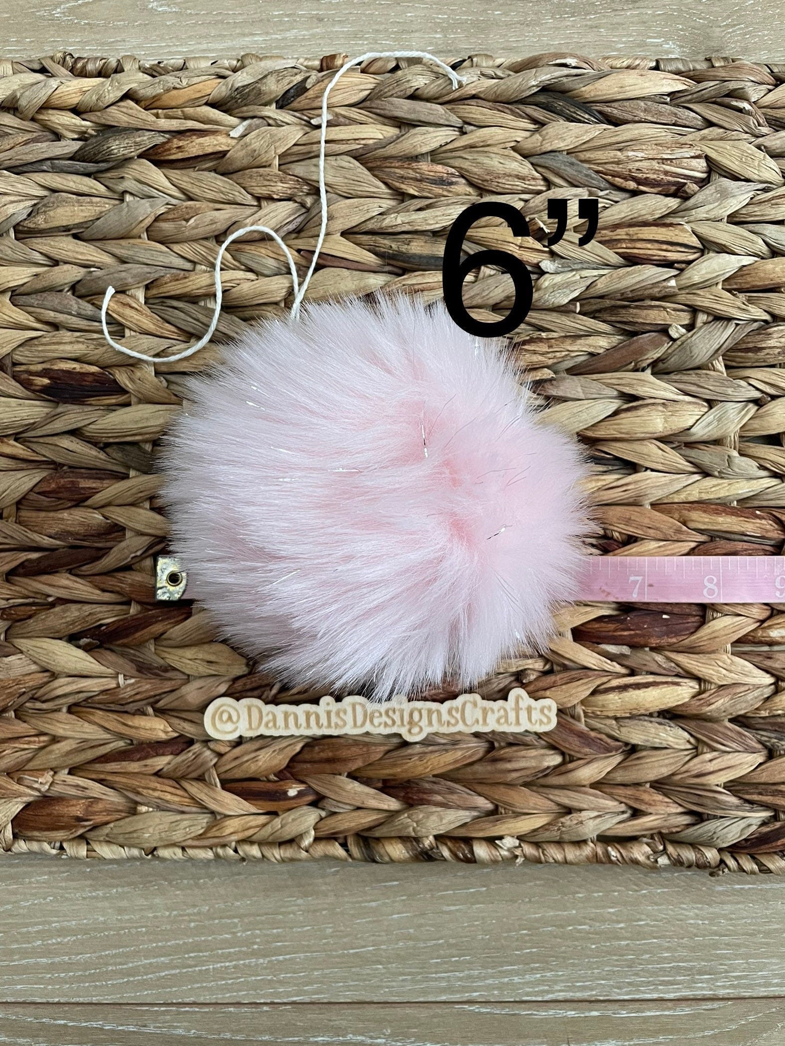 Soft pink with shiny tinsel Faux fur Pom Pom