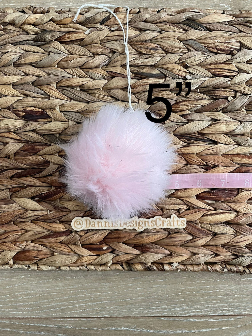 Soft pink with shiny tinsel Faux fur Pom Pom