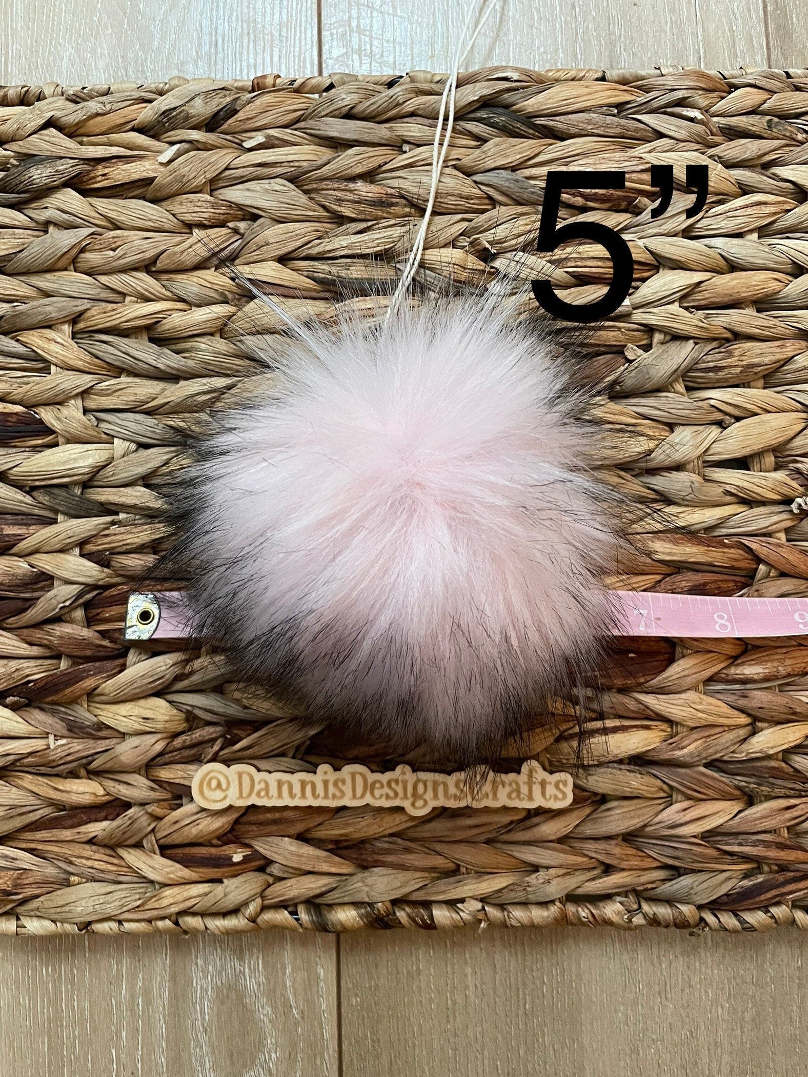 Light pink black tips Luxe faux fur Pom Poms