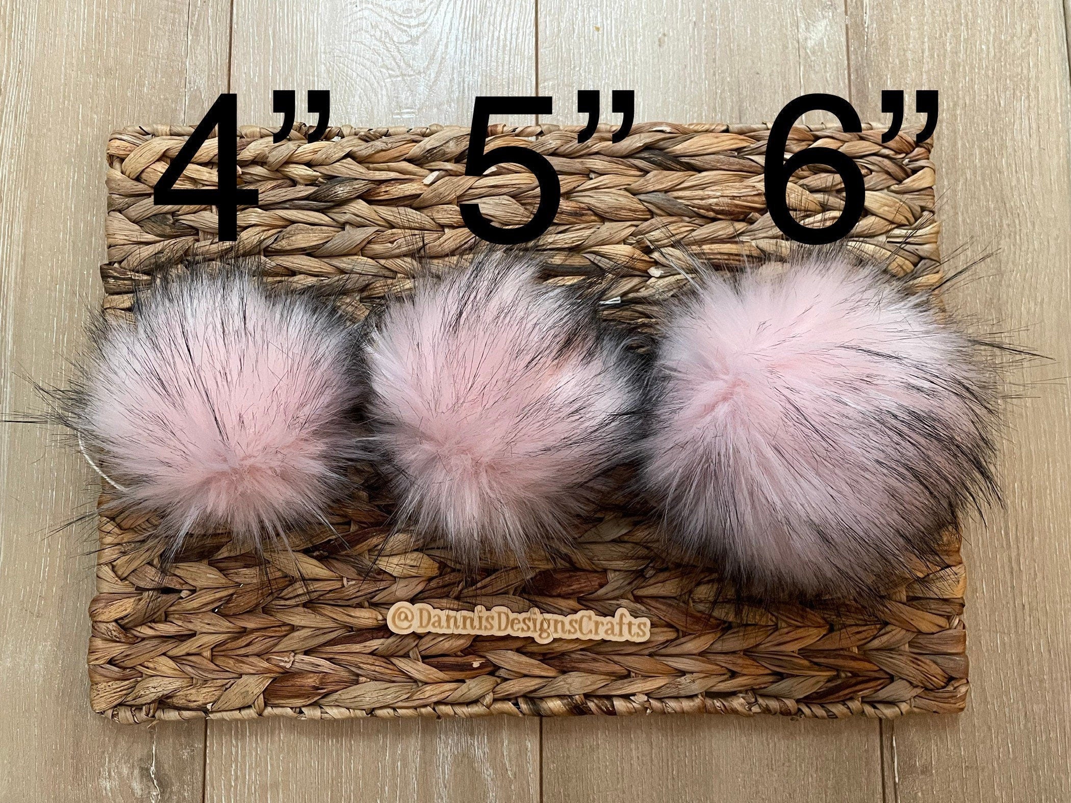 Light pink black tips Luxe faux fur Pom Poms