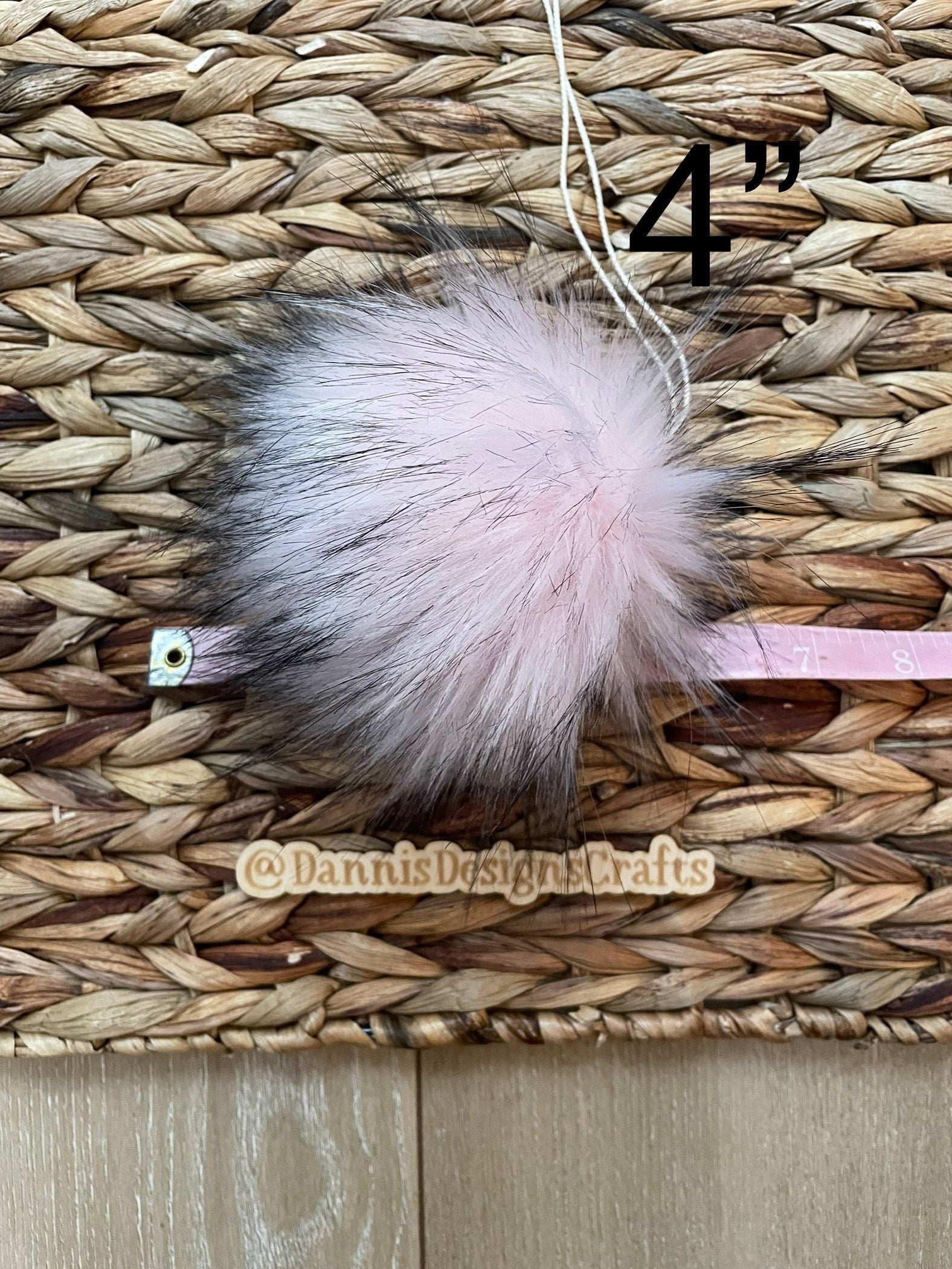 Light pink black tips Luxe faux fur Pom Poms