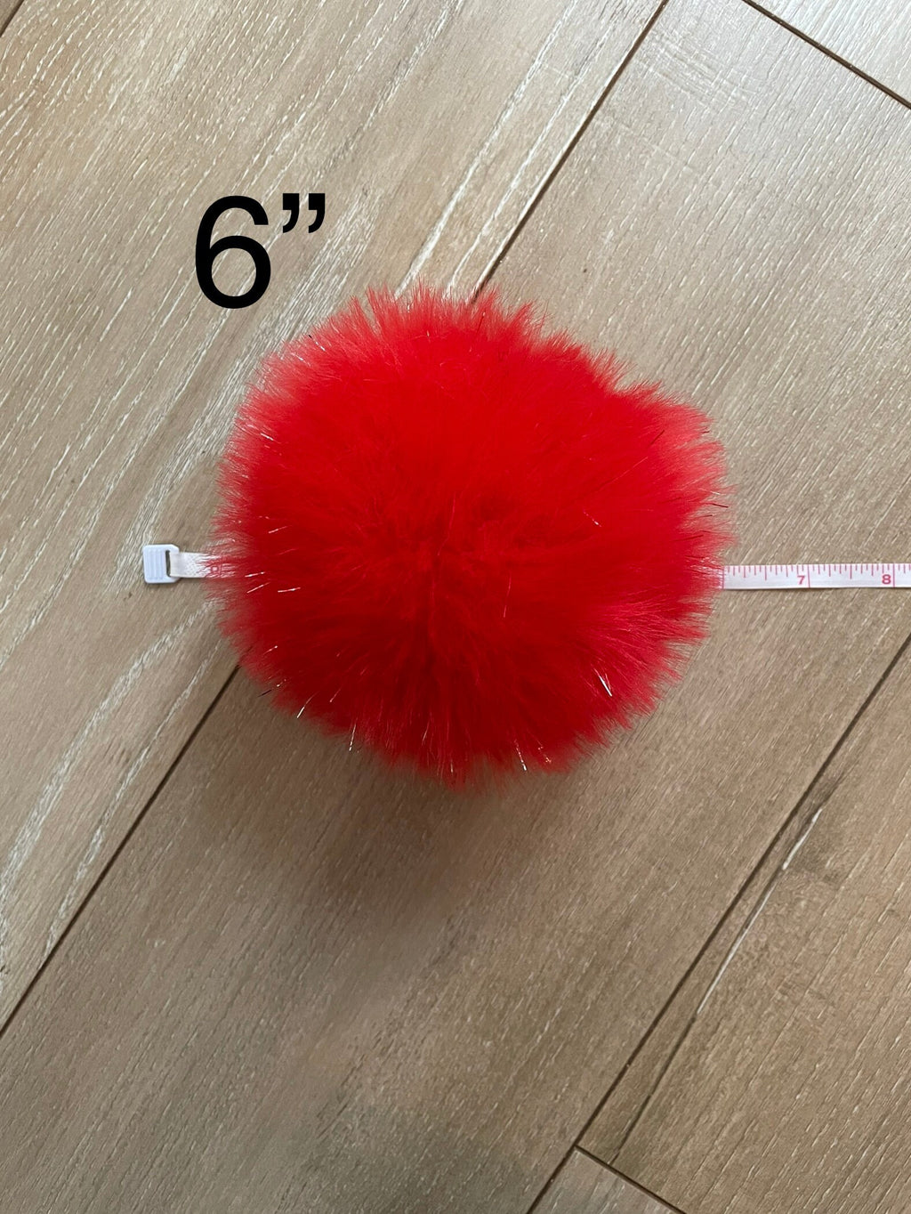Red tinsel Faux fur Pom Pom