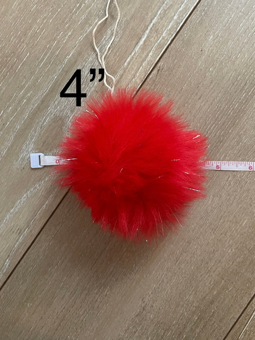 Red tinsel Faux fur Pom Pom