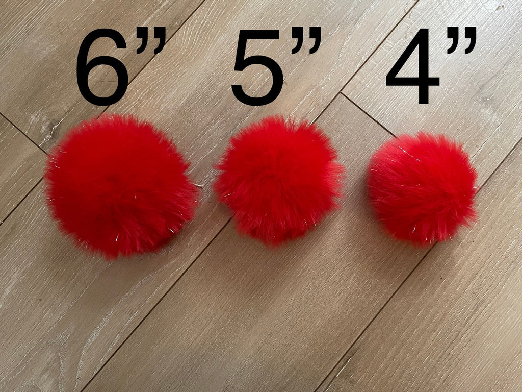 Red tinsel Faux fur Pom Pom