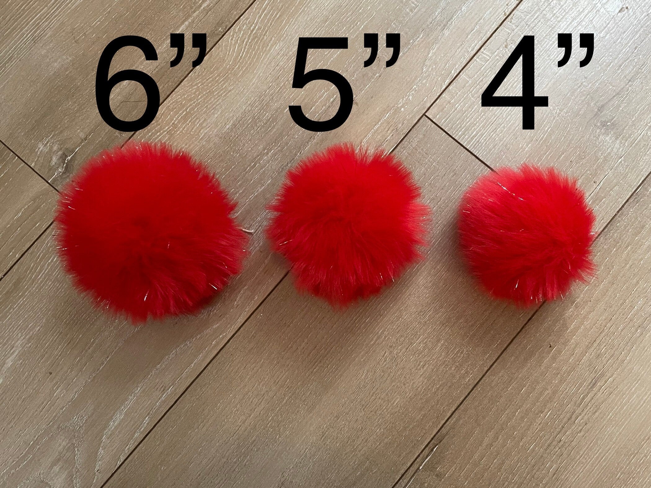 Red tinsel Faux fur Pom Pom