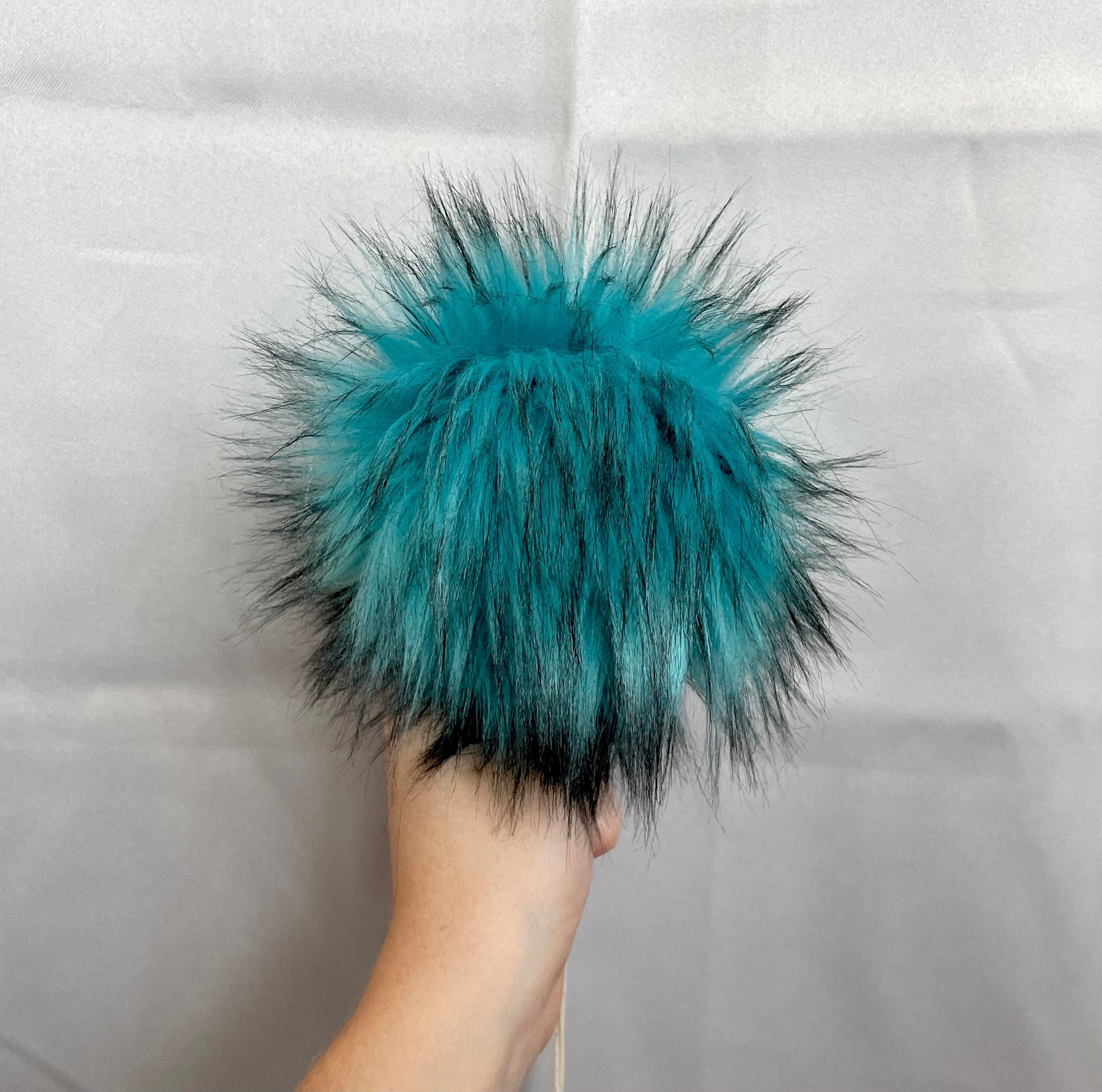 Turquoise husky faux  fur Pom Pom