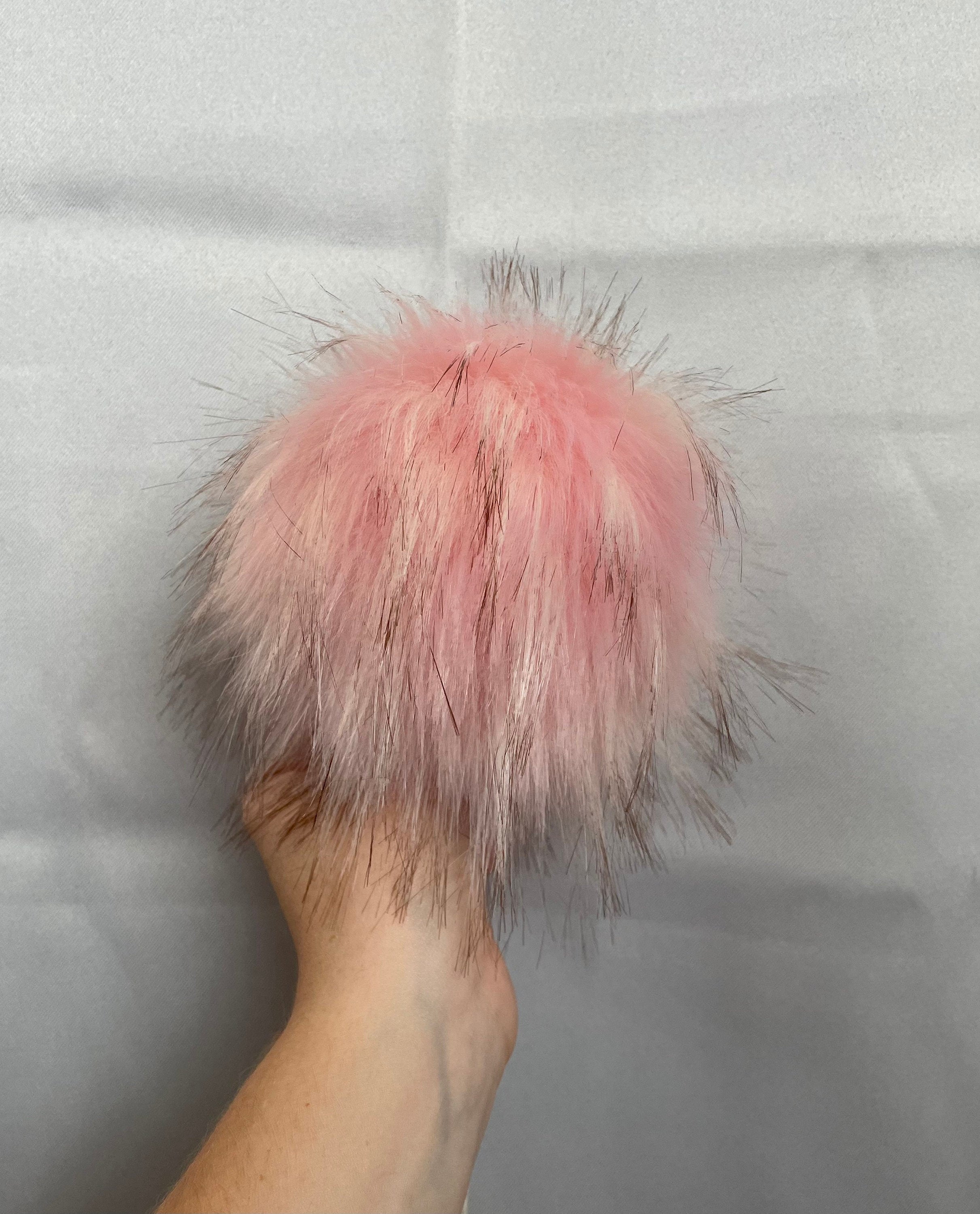Luxe light pink with brown tips faux fur pom pom
