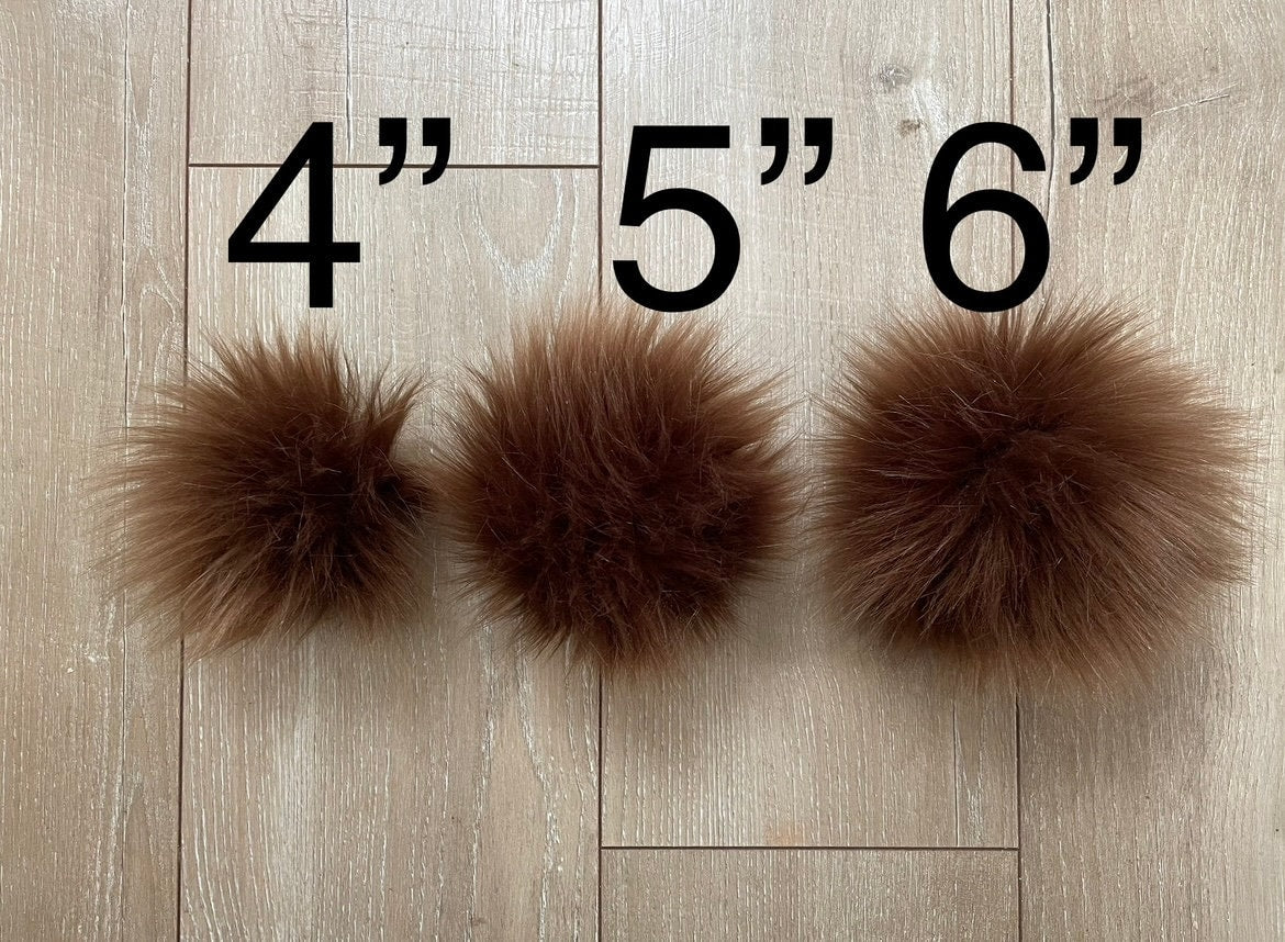 Chocolate faux fur pom pom