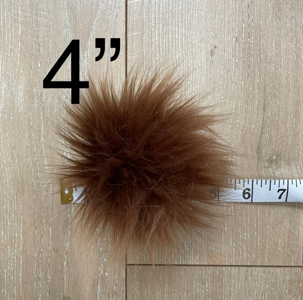 Chocolate faux fur pom pom