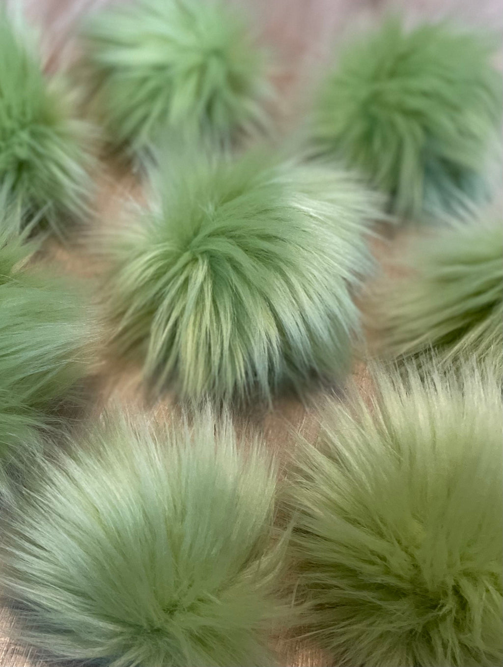 Wasabi green faux fur Pom Pom