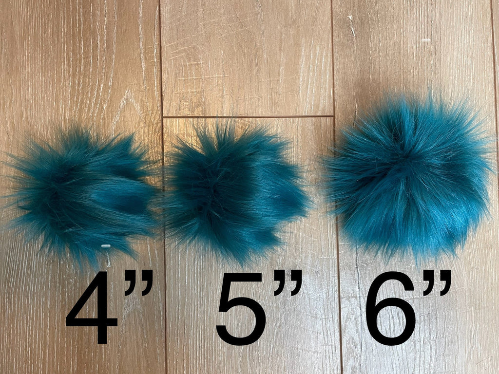 Teal faux fur Pom Poms