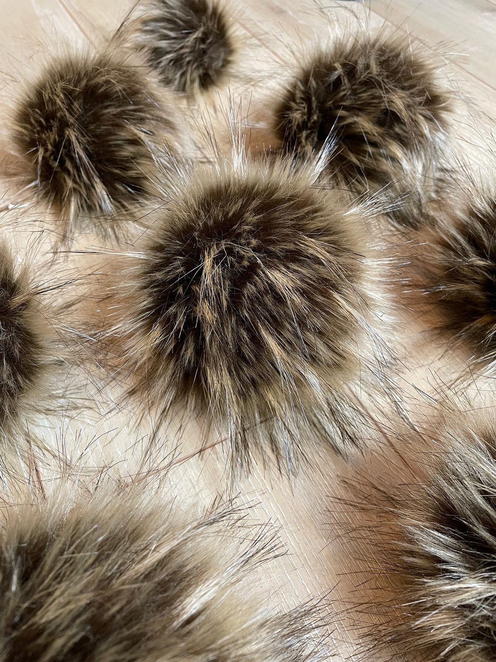 Tabby cat faux fur Pom